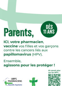 Affiche vaccination papillomavirus en officine en Nouvelle-Aquitaine